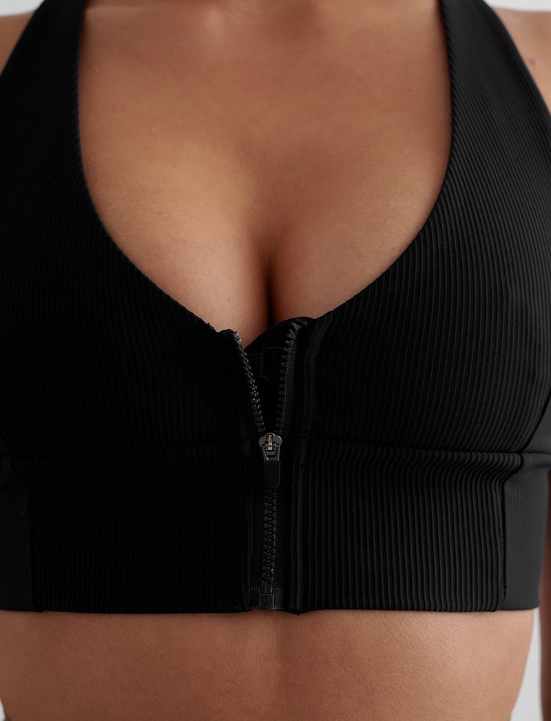 aim´n - Ribbed Performance Zipped Bra - sport-bhs - black - 5