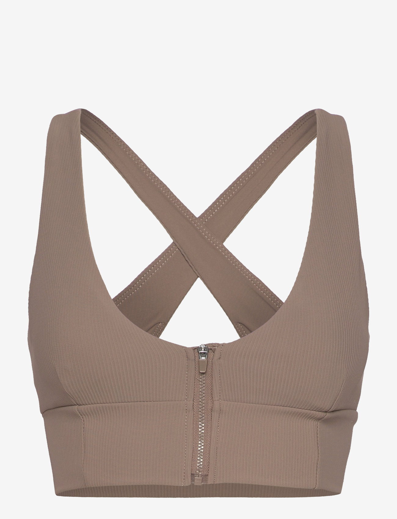 aim´n - Ribbed Performance Zipped Bra - nougat - 0