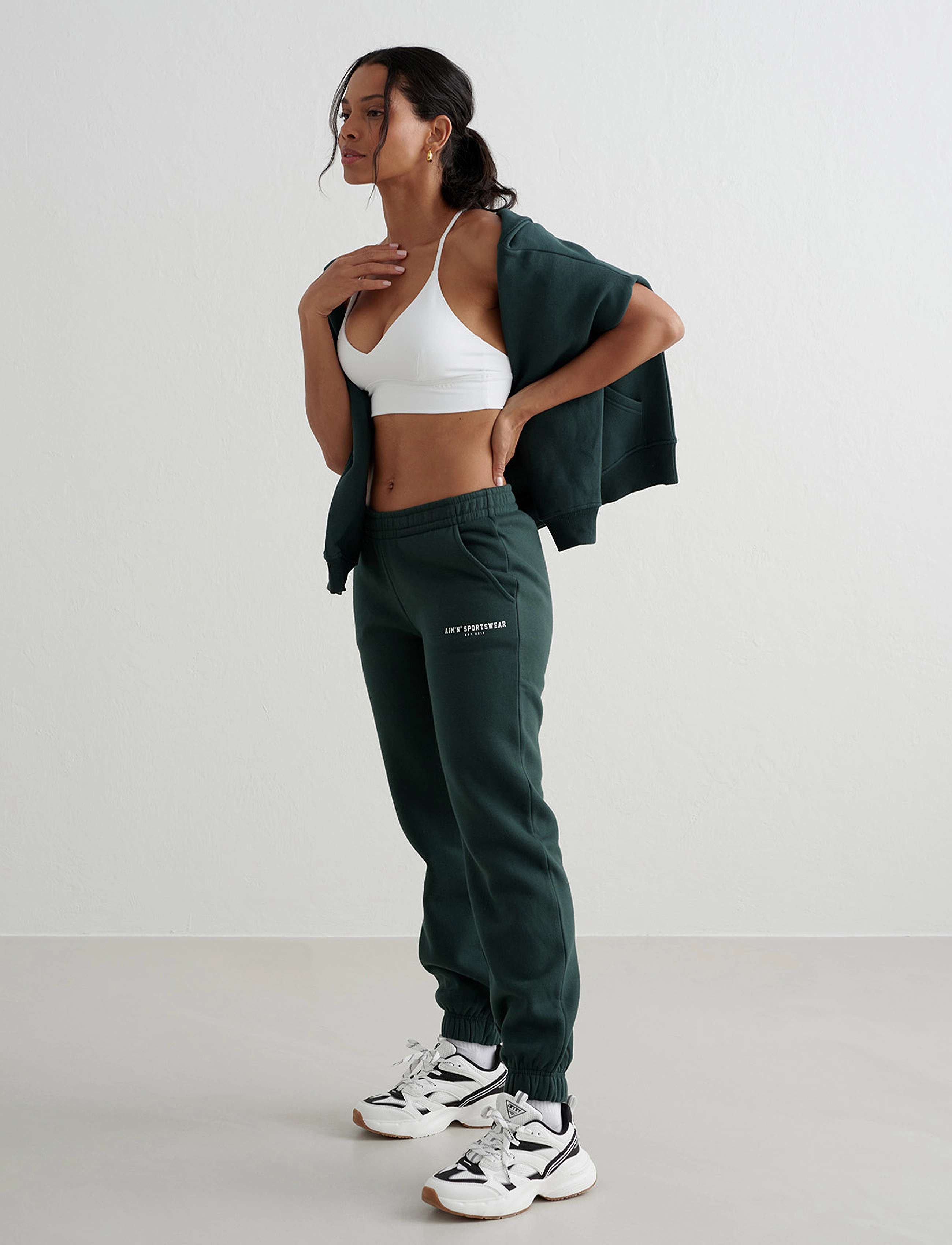 aim´n - Varsity Classic Sweatpants - trennipüksid - deep emerald - 2