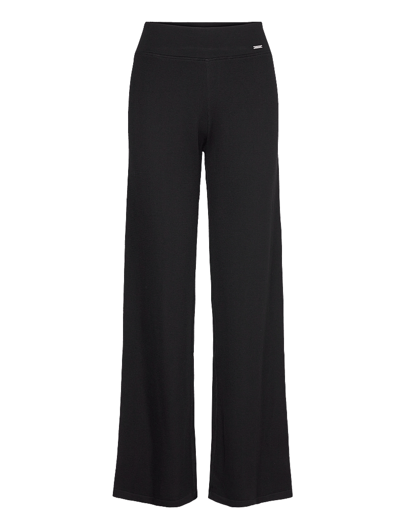 aim´n - Ribbed Wool Wide Pants - träningsbyxor - black - 1