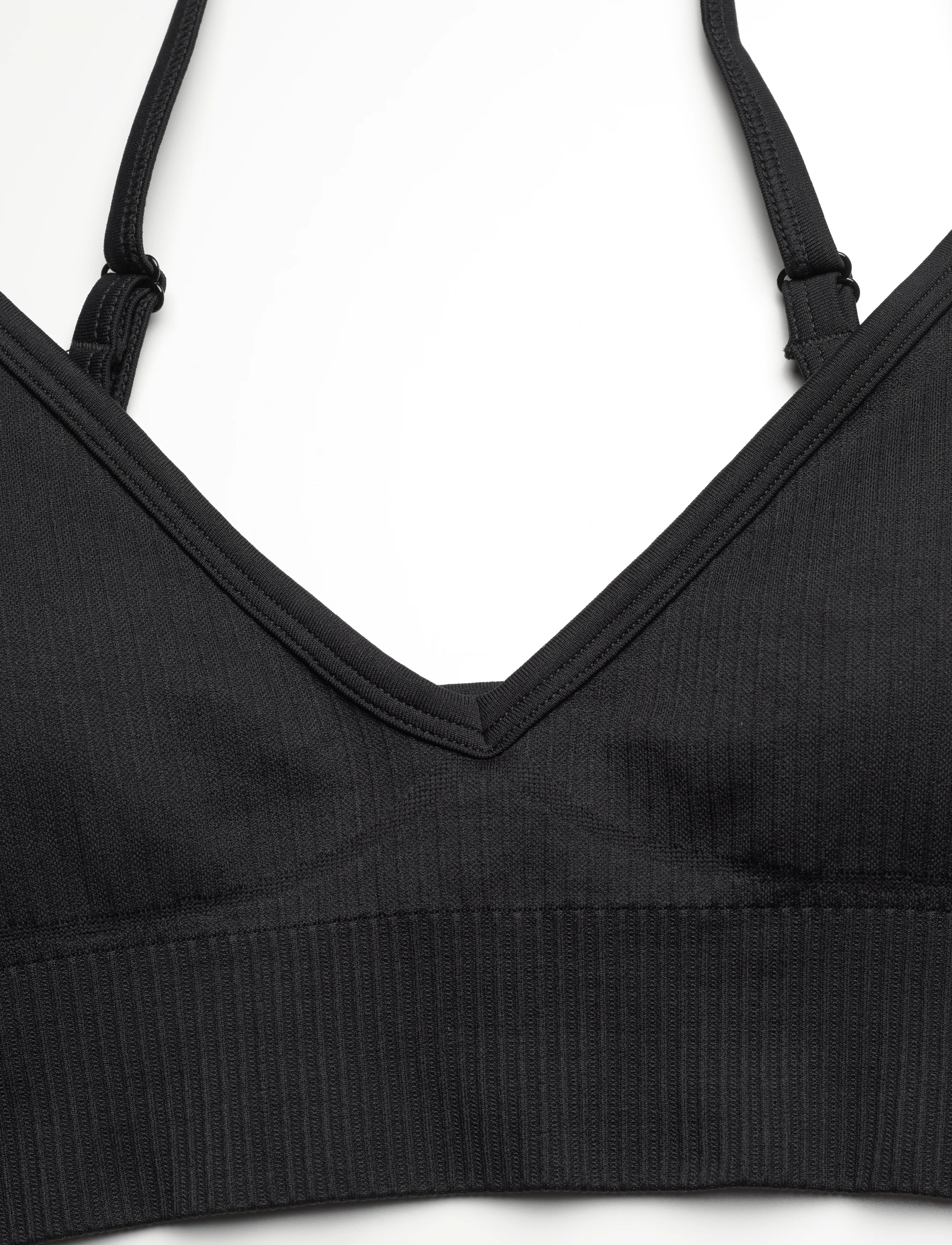 aim´n - Ribbed Seamless Deep Cut Bra - sports-bh'er - black - 5