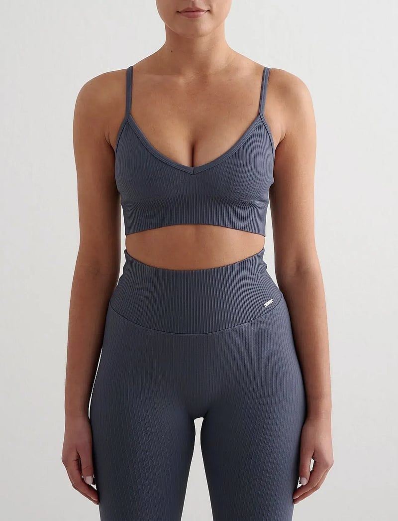 aim´n - Ribbed Seamless Deep Cut Bra - sport-bhs - storm blue - 0