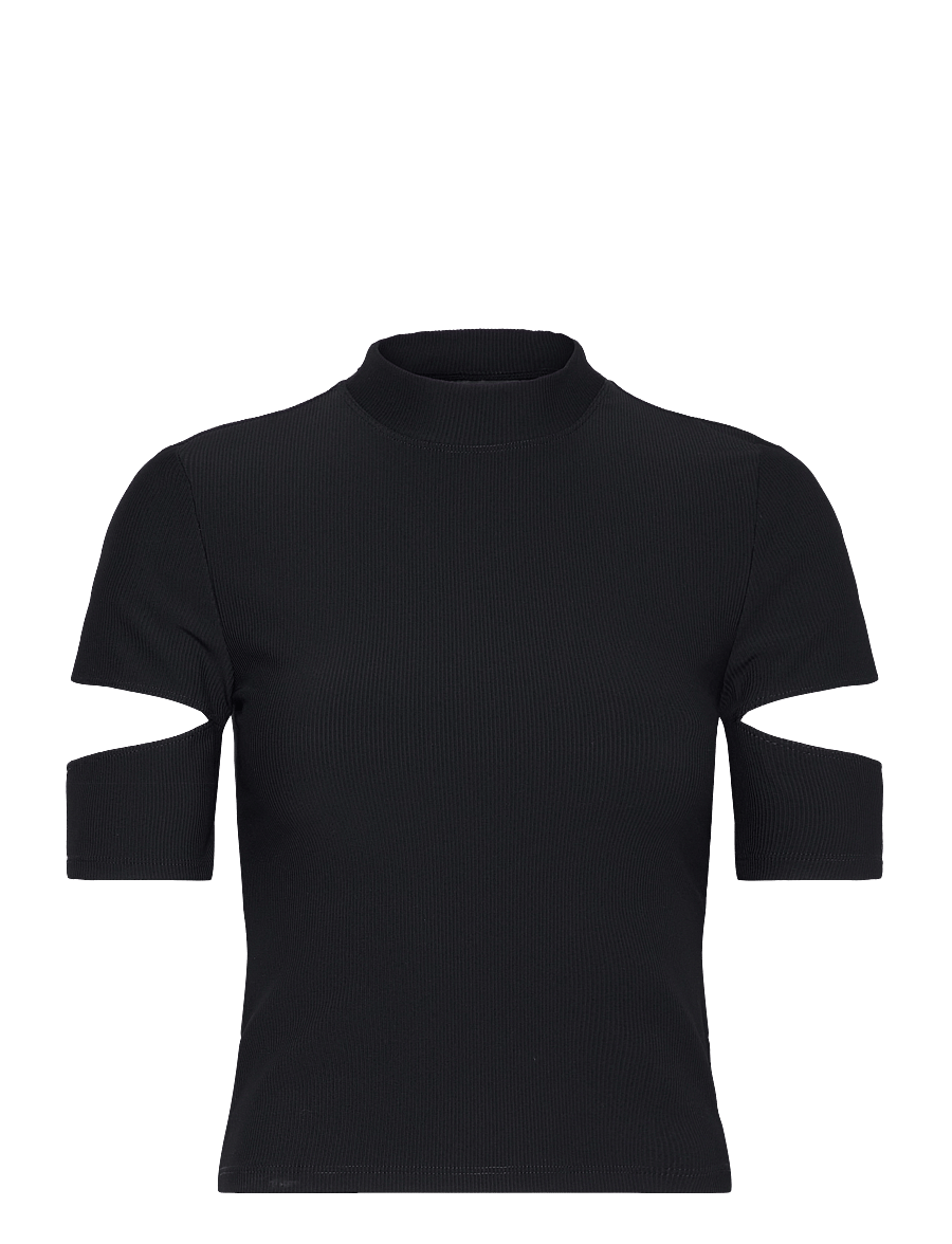 aim´n - Ribbed Performance Cut-Out Top - t-shirts - black - 1