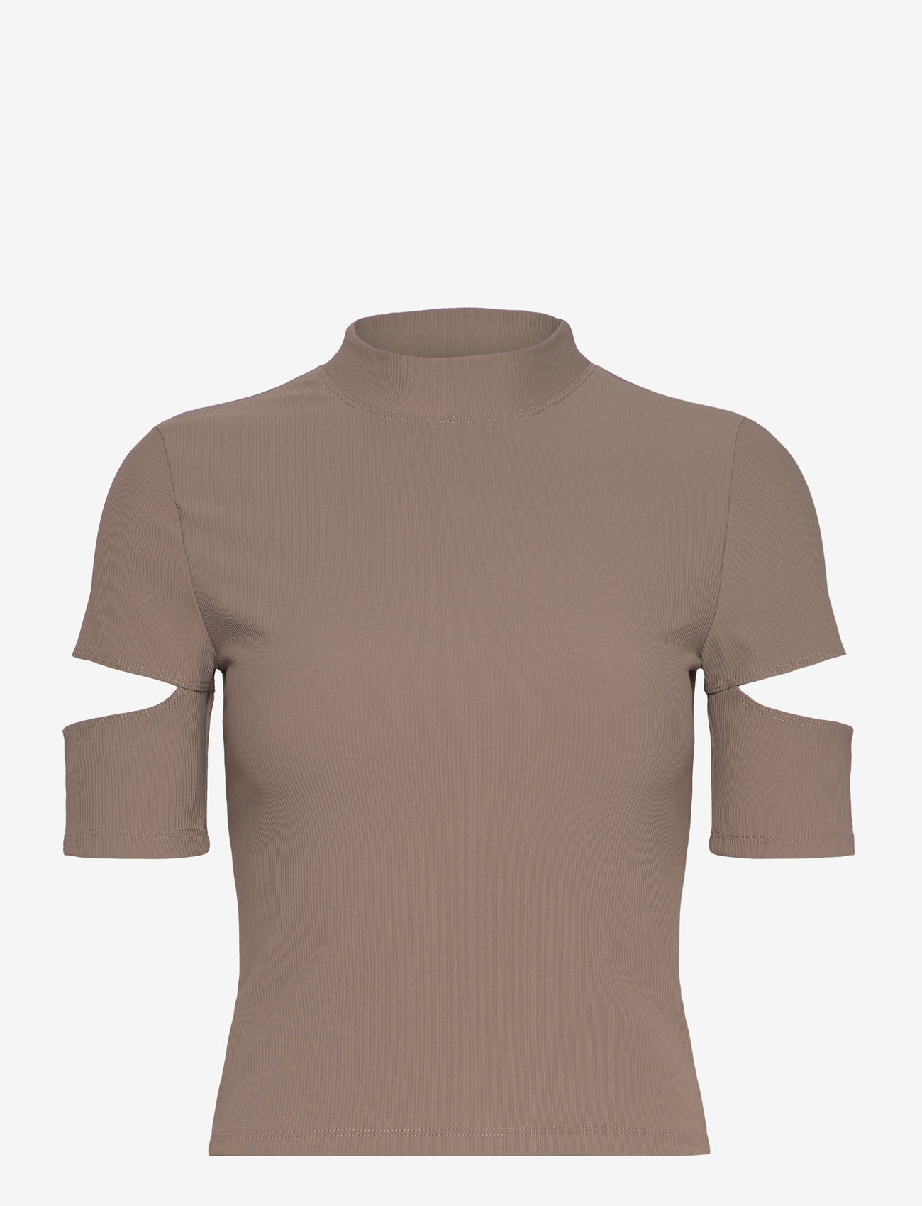 aim´n - Ribbed Performance Cut-Out Top - t-shirts - nougat - 1