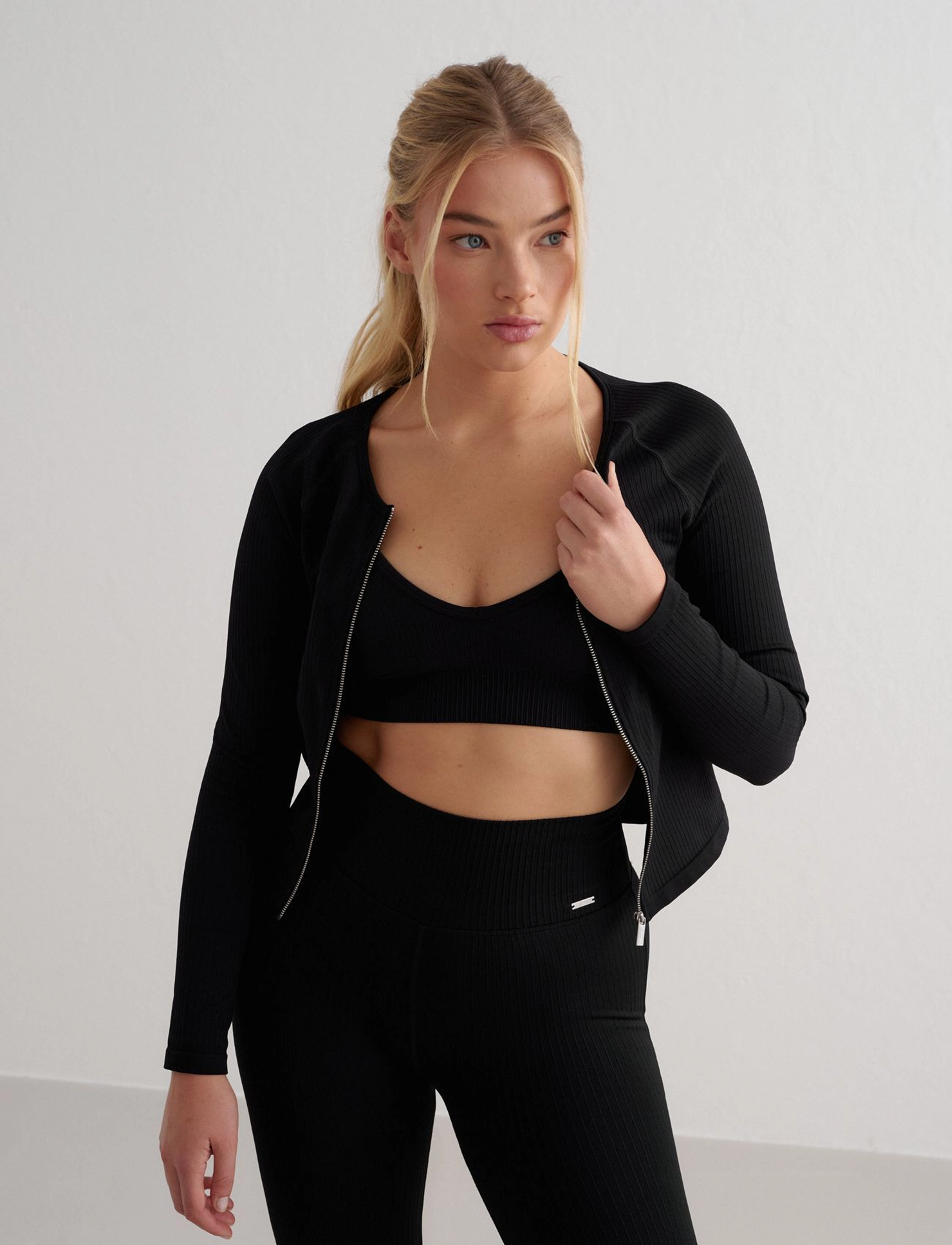 Aimn Ribbed Seamless Zip Jacket träningsjackor dam – bild 6