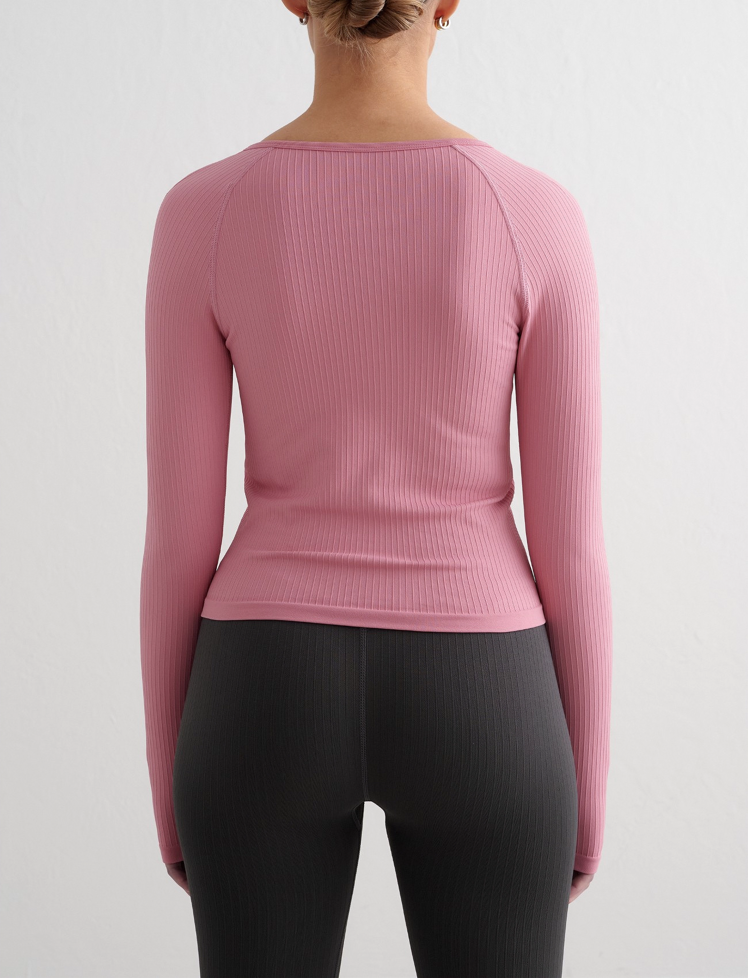 aim´n - Ribbed Seamless Zip Jacket - vahekihina kantavad jakid - desert rose - 3