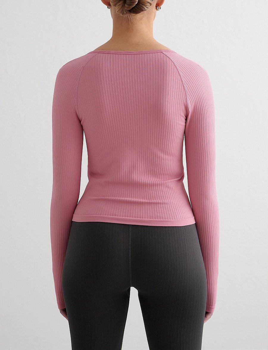 aim´n - Ribbed Seamless Zip Jacket - oberteile - desert rose - 3