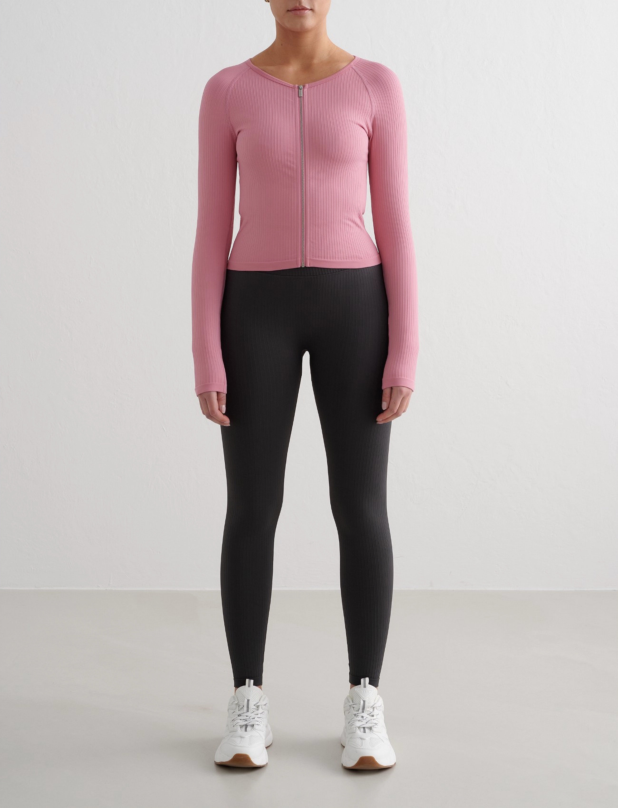 aim´n - Ribbed Seamless Zip Jacket - vahekihina kantavad jakid - desert rose - 4