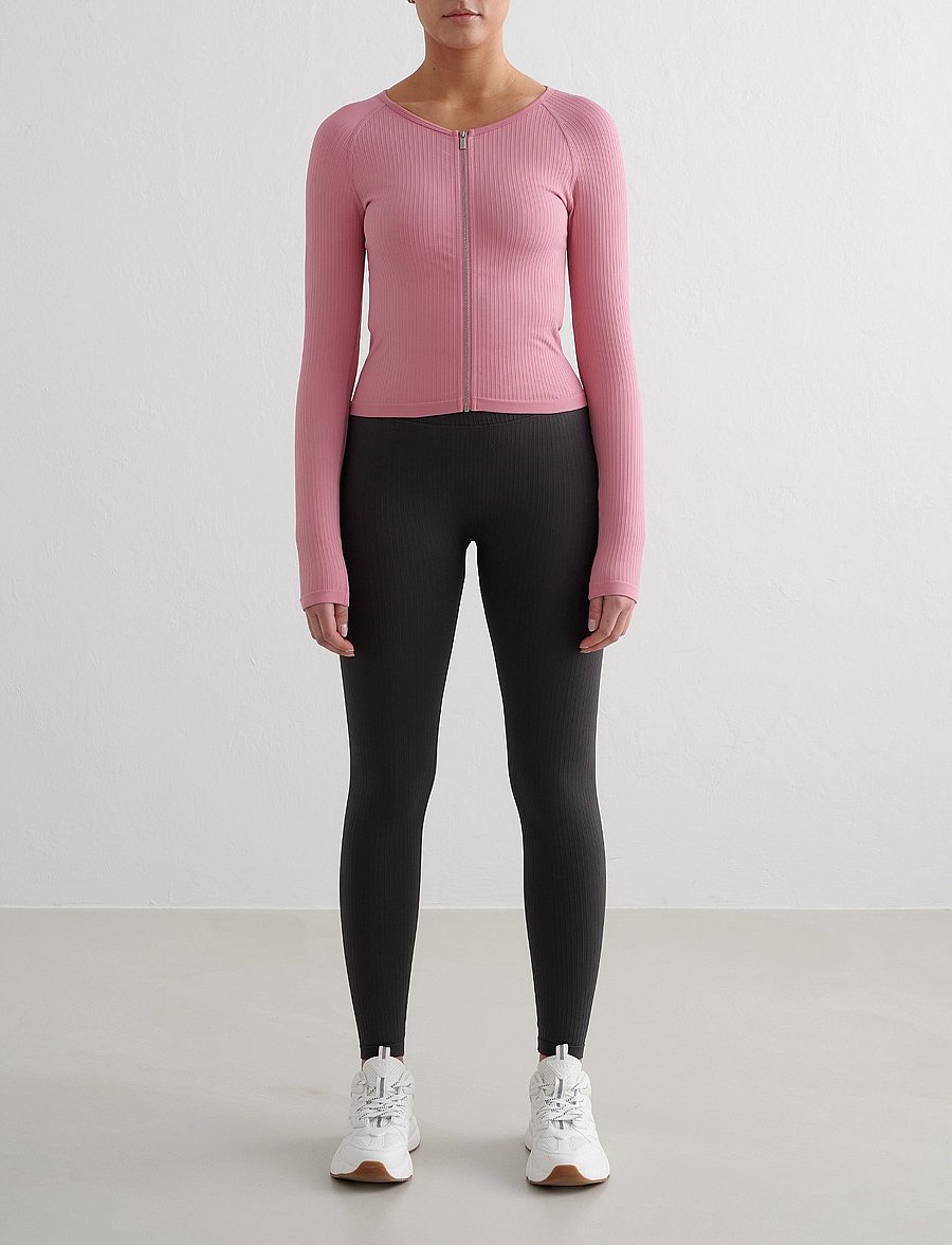 aim´n - Ribbed Seamless Zip Jacket - oberteile - desert rose - 4