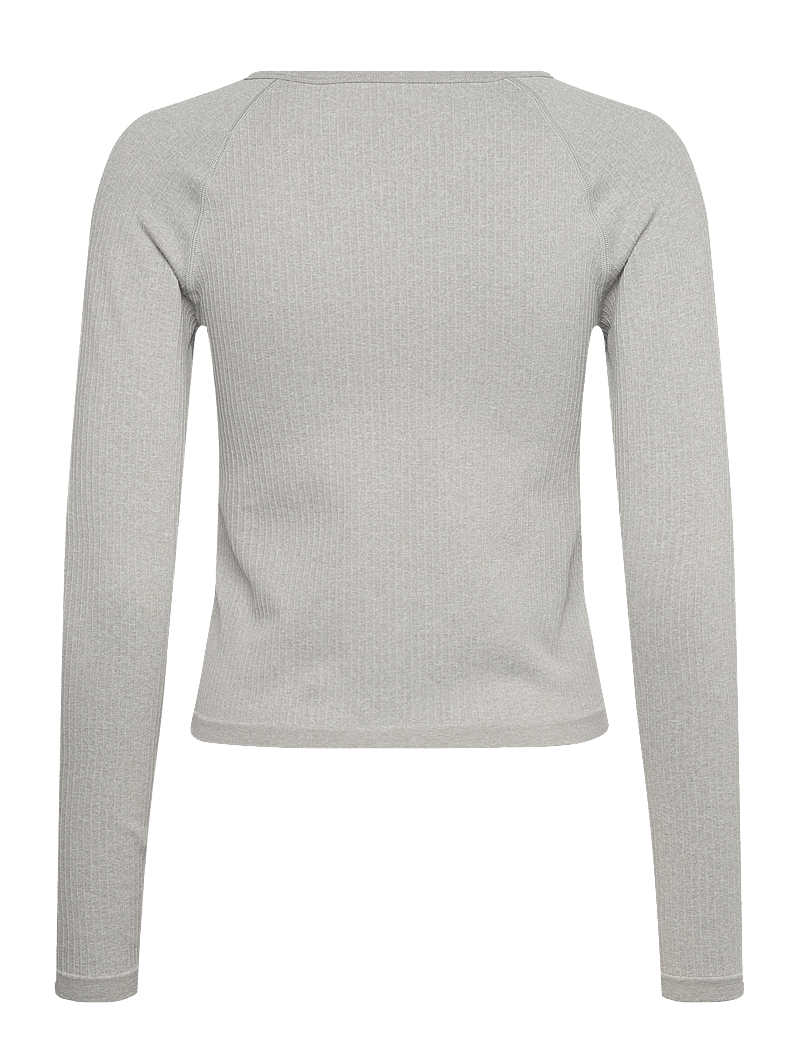 aim´n - Ribbed Seamless Zip Jacket - tops - grey melange - 2