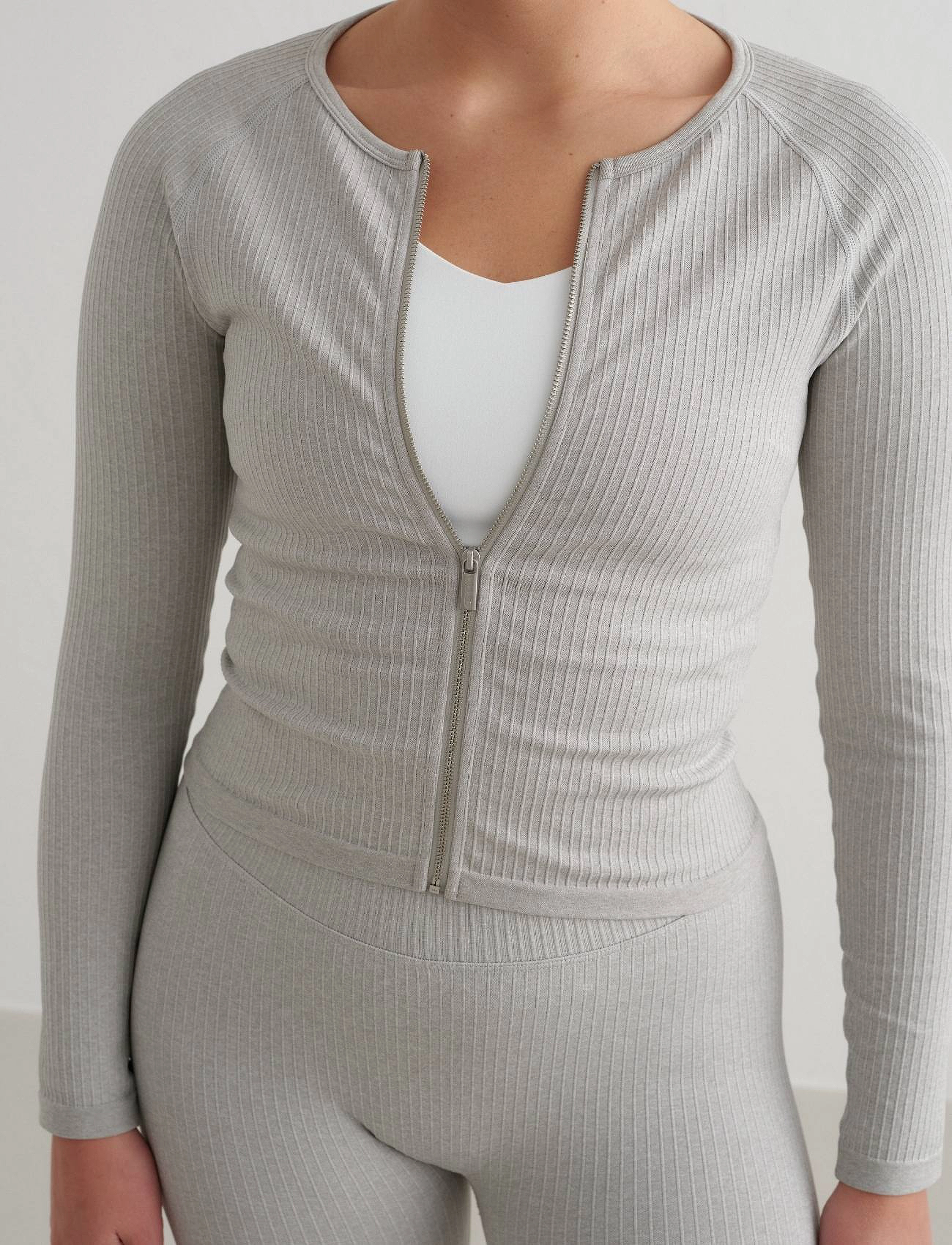 aim ́n Ribbed Seamless Zip Jacket, S, Grey, Sport Jackets > Sport Training Jackets, Dame