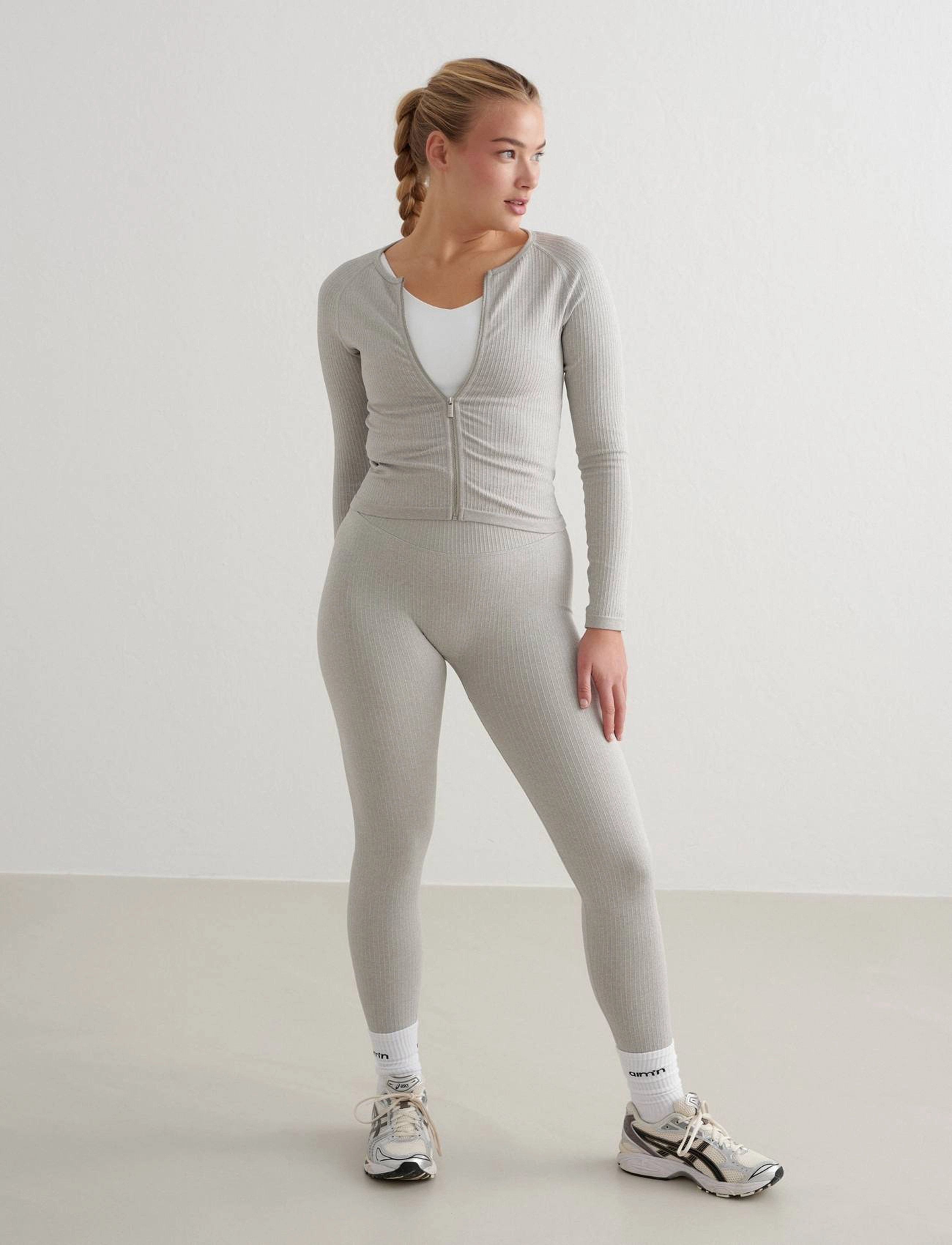 aim´n - Ribbed Seamless Zip Jacket - mellanlager - grey melange - 5