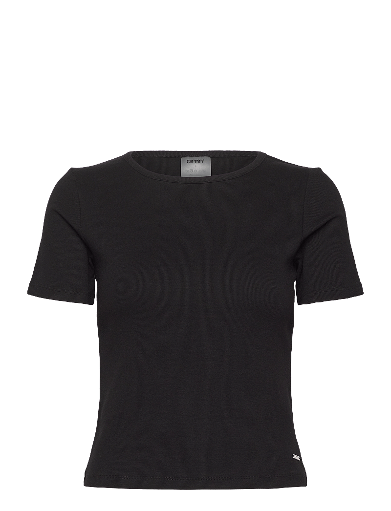 aim´n - Ease Ribbed Short Sleeve - t-shirts - black - 1