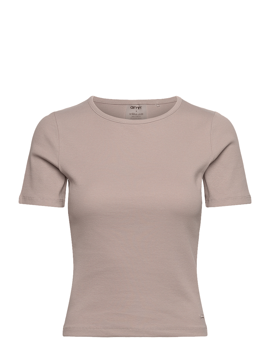 aim´n - Ease Ribbed Short Sleeve - t-shirts - dark clay - 1