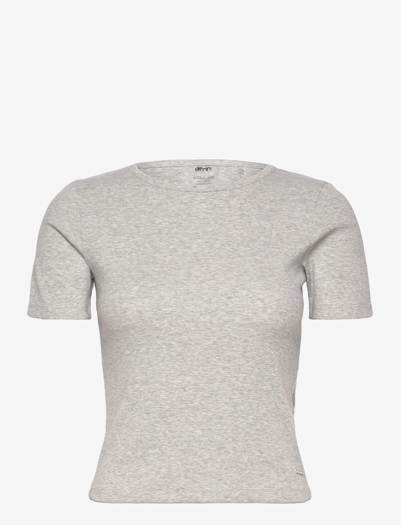aim´n - Ease Ribbed Short Sleeve - topi un t-krekli - grey melange - 1