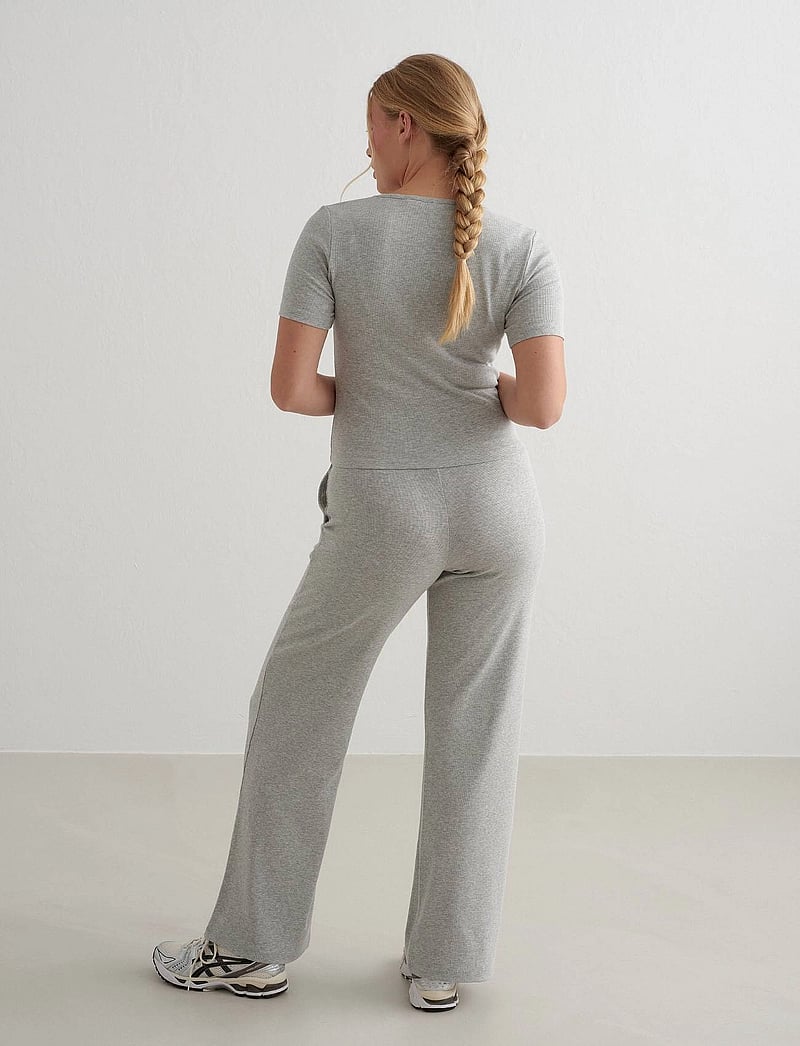 aim´n - Ease Ribbed Short Sleeve - topi un t-krekli - grey melange - 5