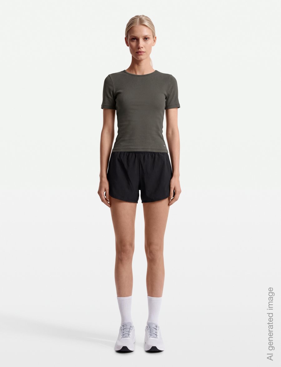 aim´n - Ease Ribbed Short Sleeve - alussärgid ja t-särgid - ivy - 0