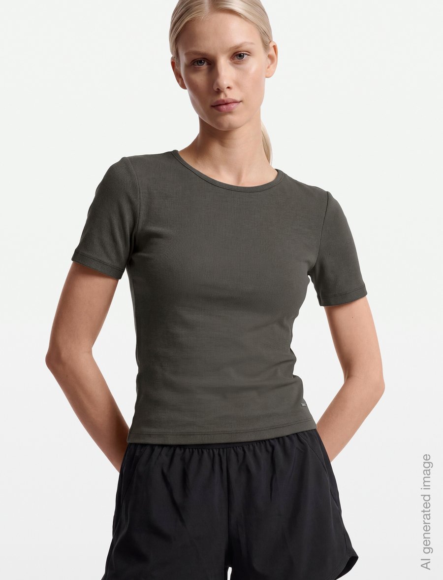 aim´n - Ease Ribbed Short Sleeve - alussärgid ja t-särgid - ivy - 3