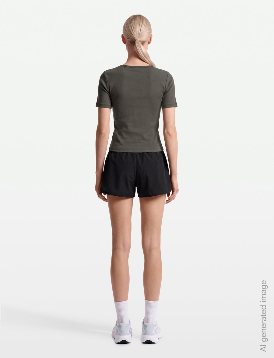 aim´n - Ease Ribbed Short Sleeve - alussärgid ja t-särgid - ivy - 4