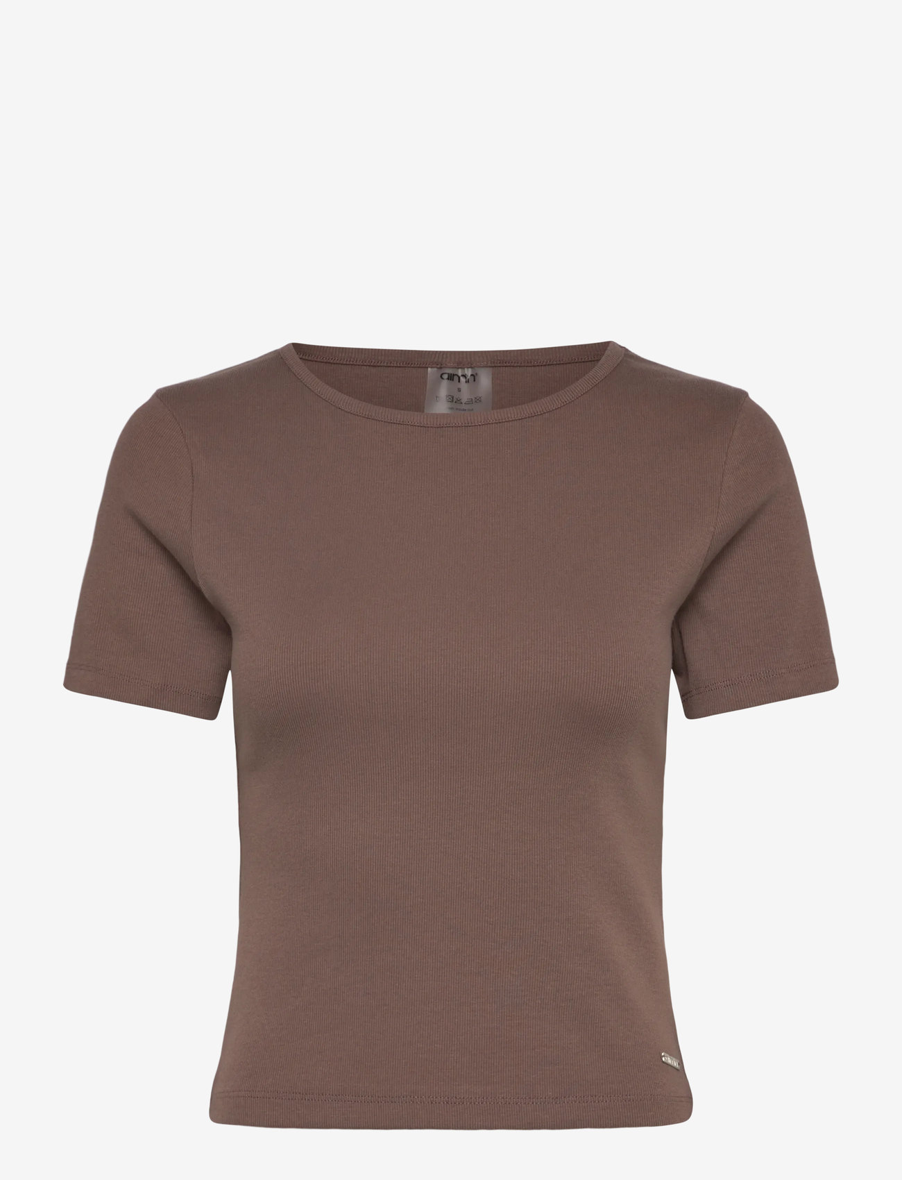 aim´n - Ease Ribbed Short Sleeve - t-shirts - macchiato - 1