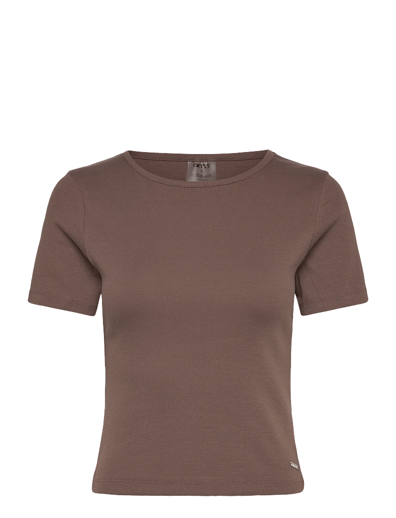 aim´n - Ease Ribbed Short Sleeve - t-shirts - macchiato - 1