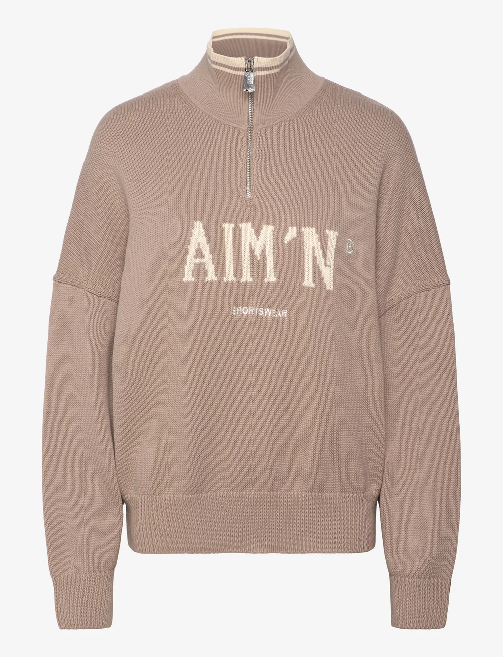aim´n - College Knitted Half Zip - sweatshirts - dark clay - 1