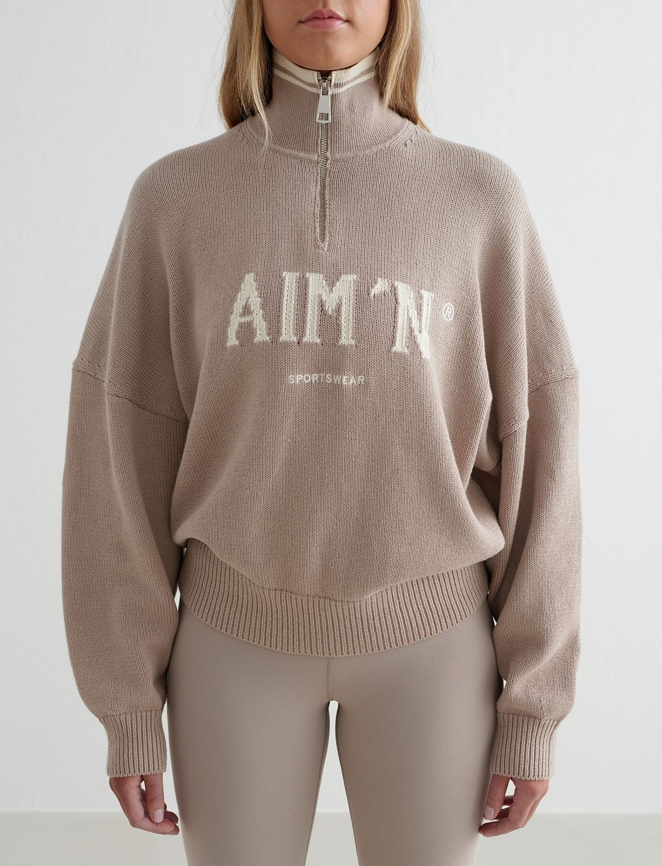 aim´n - College Knitted Half Zip - dark clay - 2