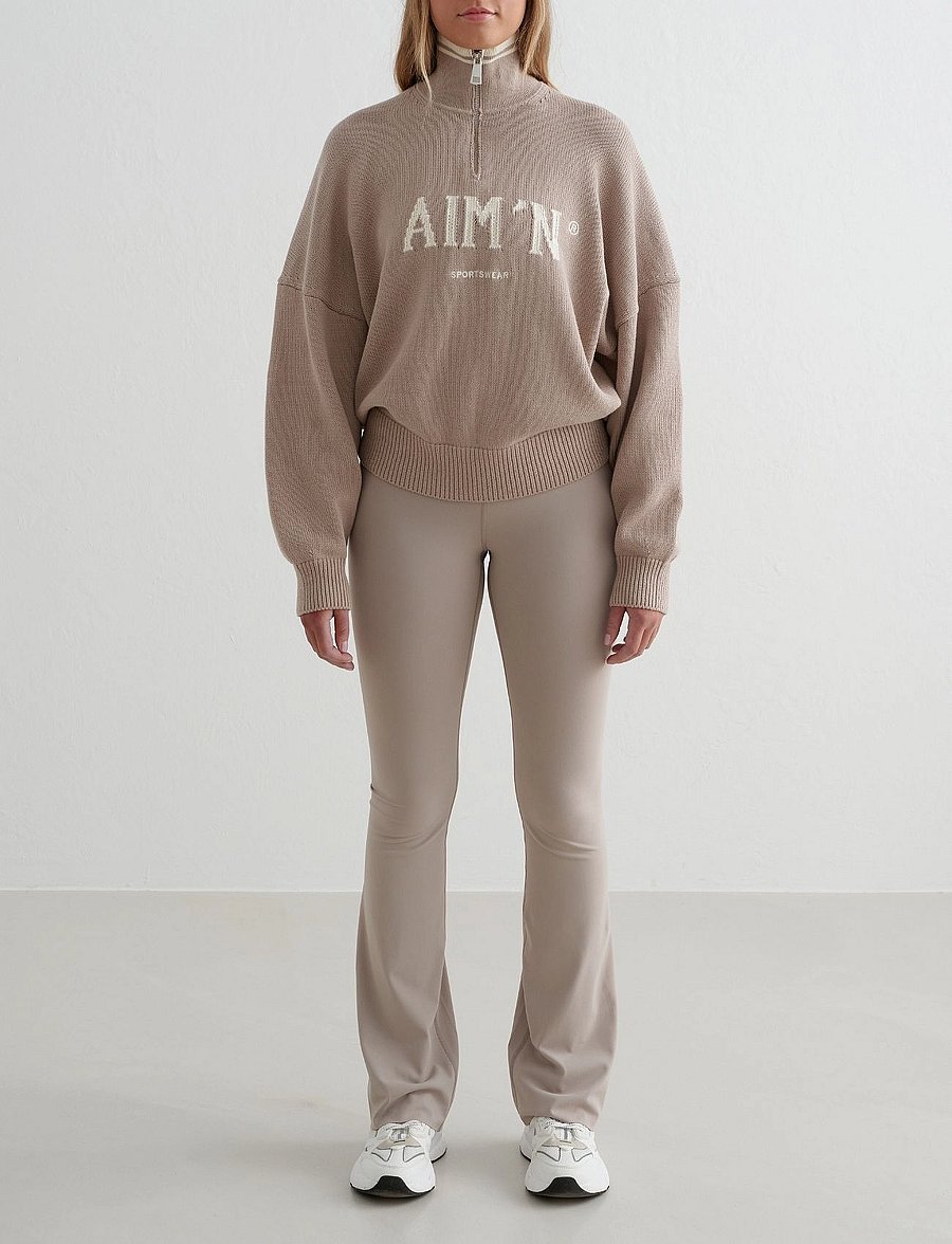 aim´n - College Knitted Half Zip - kudumid - dark clay - 5