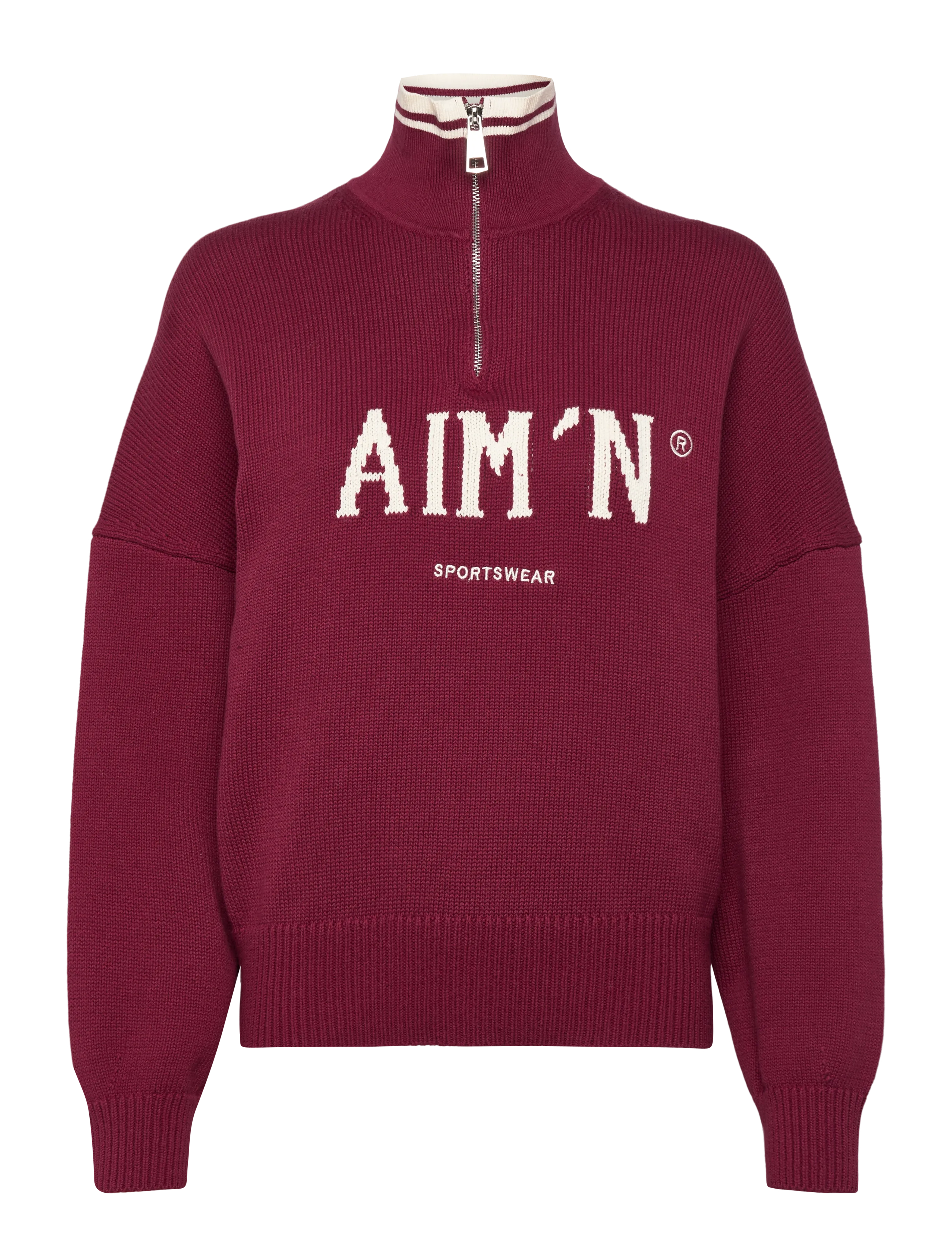 aim´n College Knitted Half Zip - Dressipluusid - RUBY / burgundy
