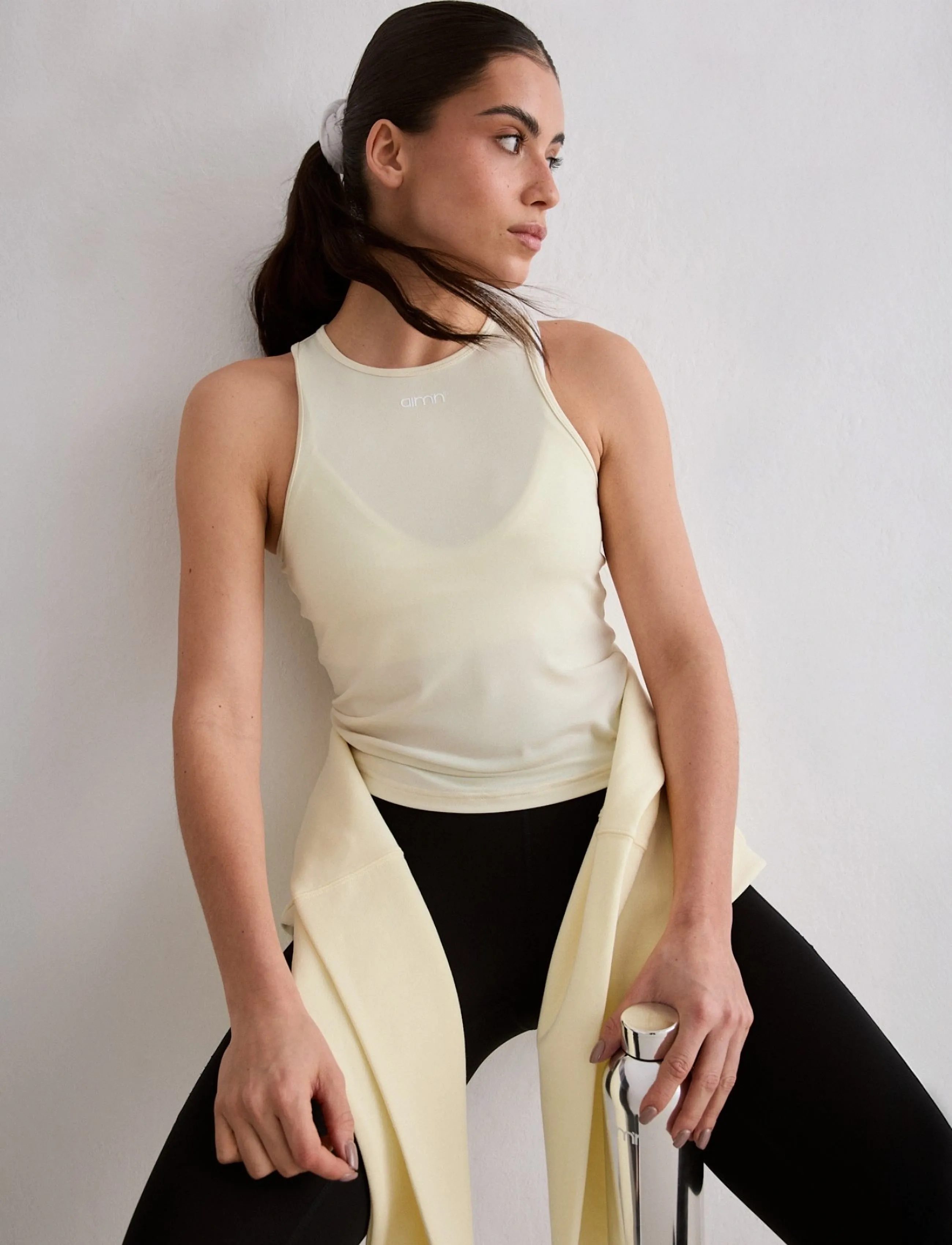 aim´n - Soft Basic Singlet - tank tops - lemon white - 0
