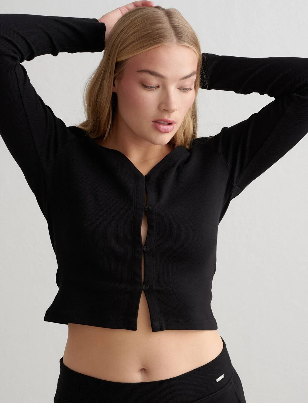 aim´n - Ease Ribbed Cardigan - langarmshirts - black - 5