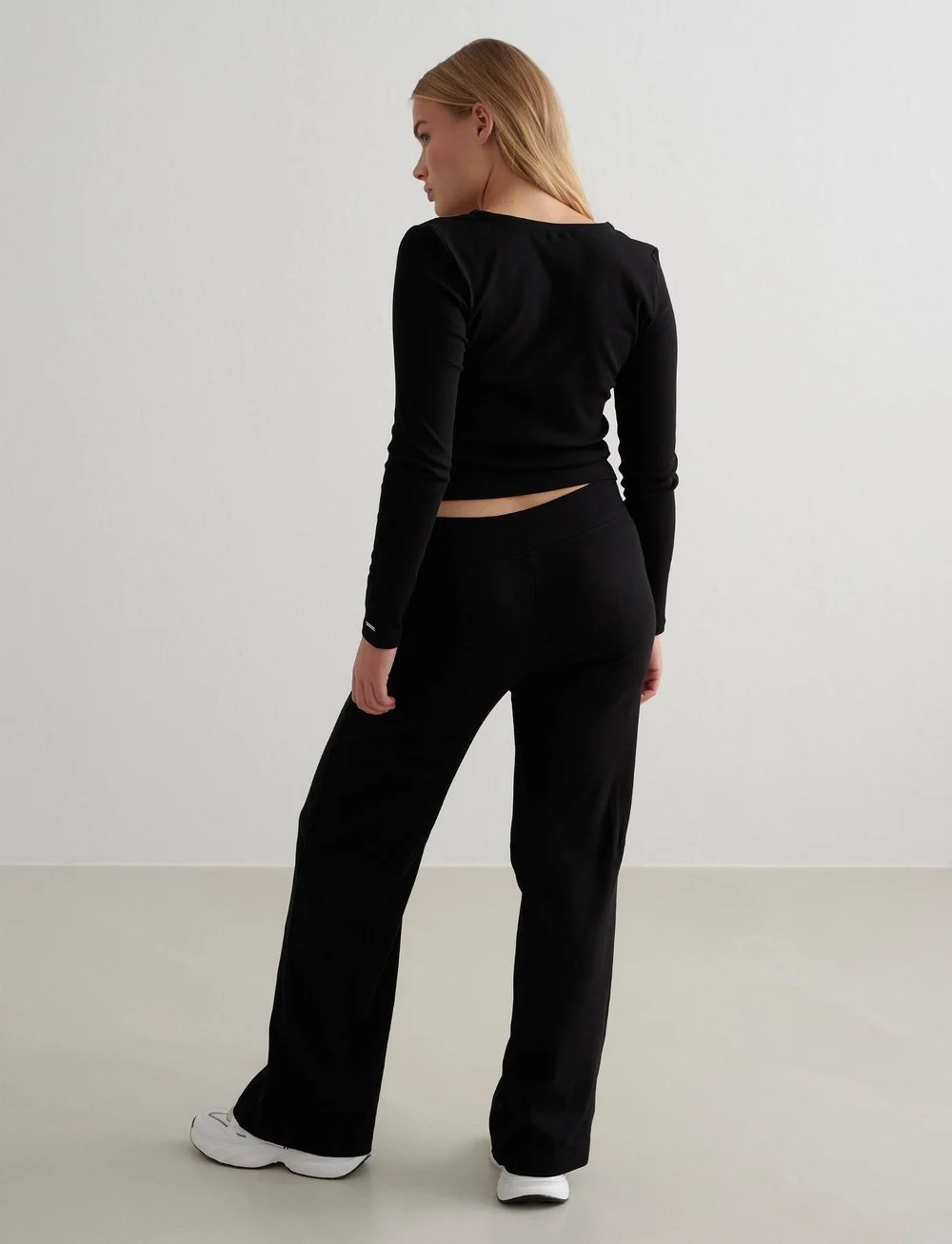 aim´n - Ease Ribbed Wide Pants - casual - black - 3