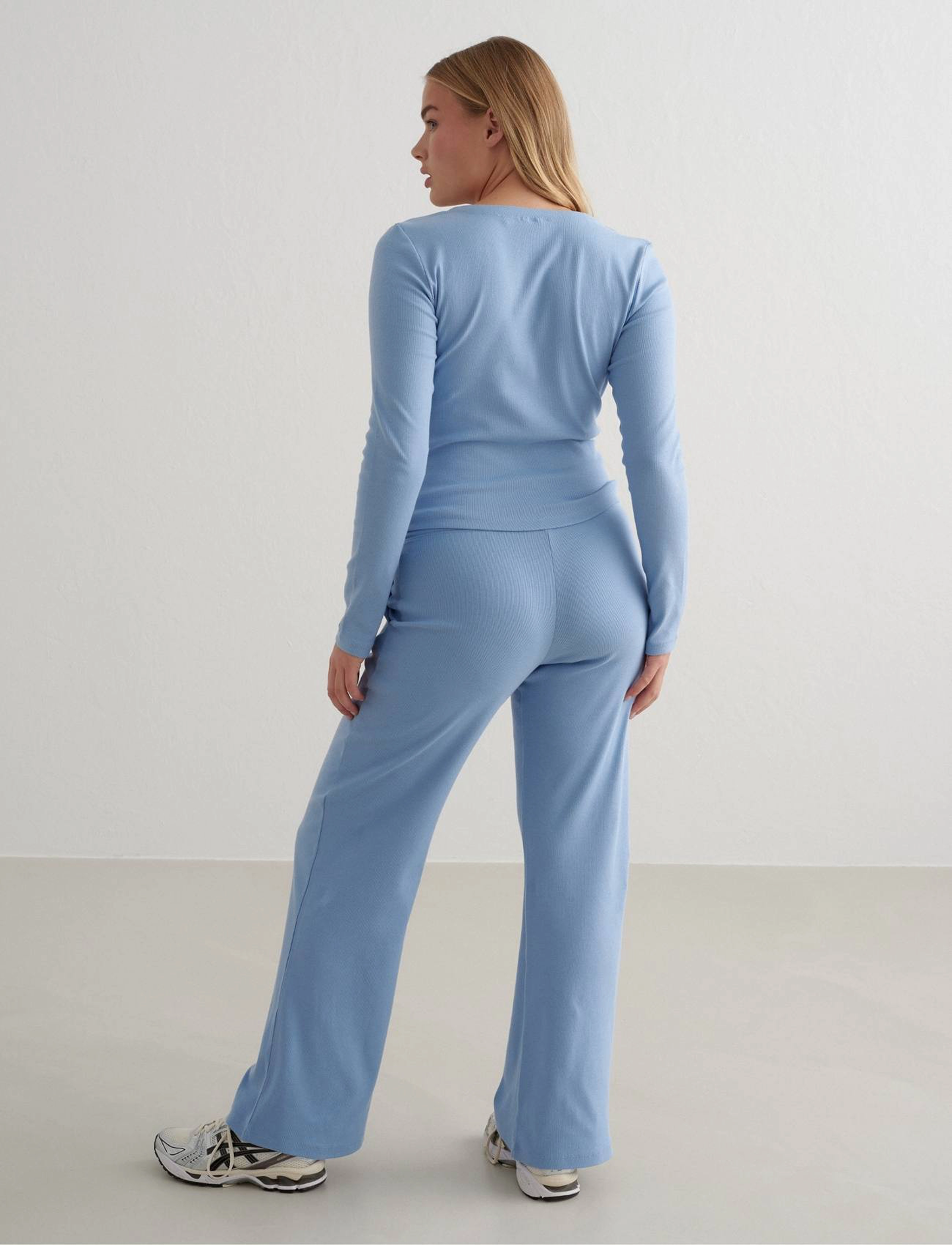 aim´n - Ease Ribbed Wide Pants - joggingbukser - blue mist - 4