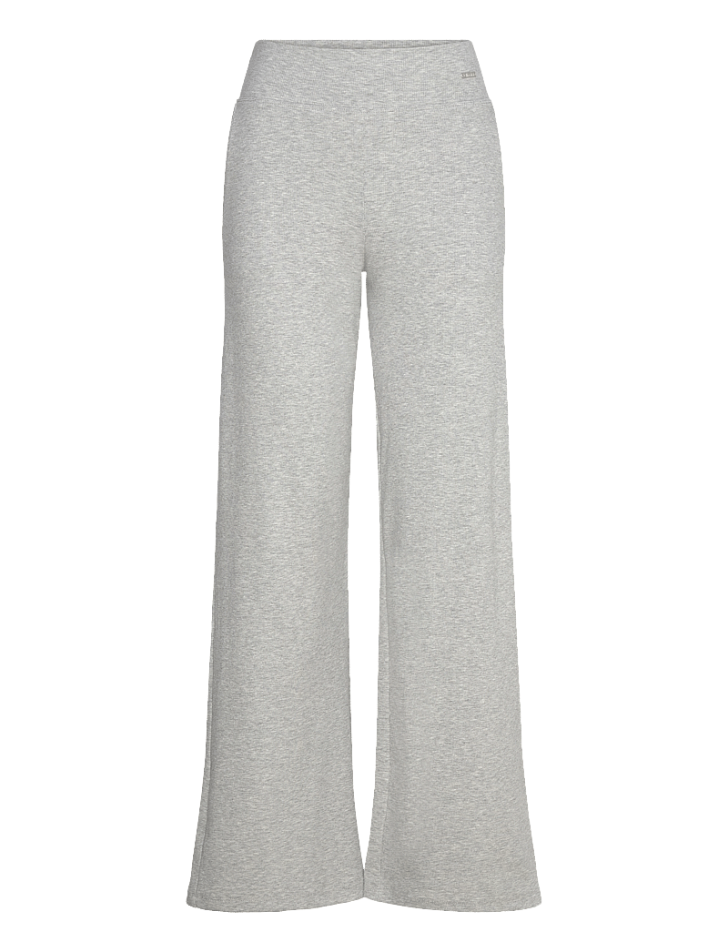 aim´n - Ease Ribbed Wide Pants - vabaajapüksid - grey melange - 1