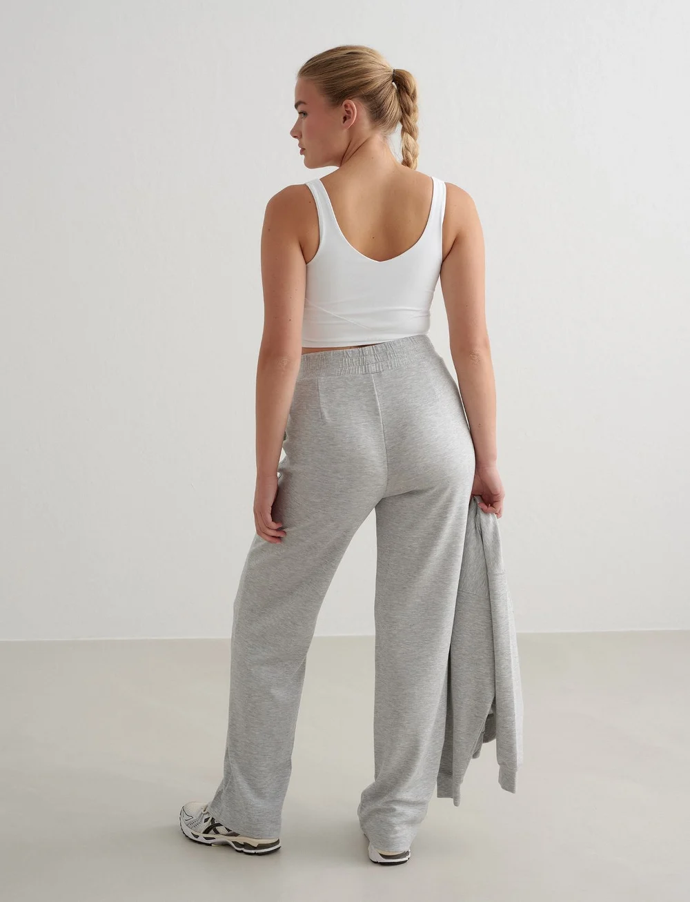 aim´n - Comfy Modal Wide Pants - casual - light grey melange - 0