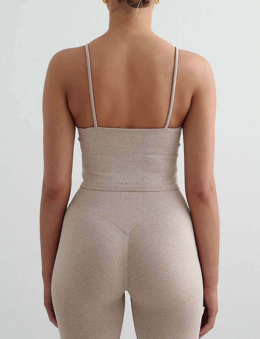aim´n - Shape Seamless Strap Singlet - Õlapaeltega pluusid - beige melange - 3