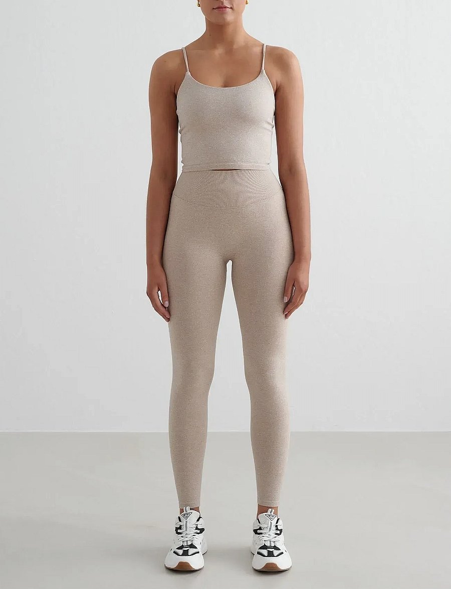 aim´n - Shape Seamless Strap Singlet - Õlapaeltega pluusid - beige melange - 4