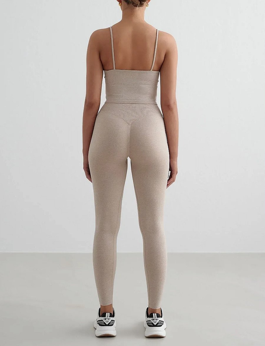aim´n - Shape Seamless Strap Singlet - Õlapaeltega pluusid - beige melange - 5