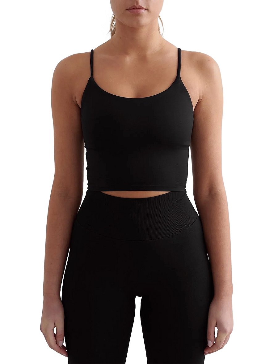 aim´n - Shape Seamless Strap Singlet - Õlapaeltega pluusid - black - 0