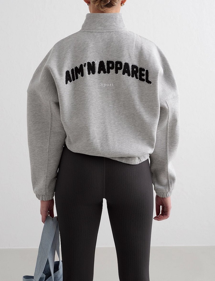 aim´n - Campus Sweat Zip Jacket - sweatshirts - grey melange - 5