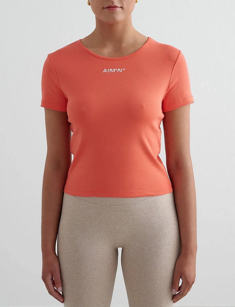 aim´n - Stretch T-shirt - t-shirts - tangerine stretch t-shirt - 0