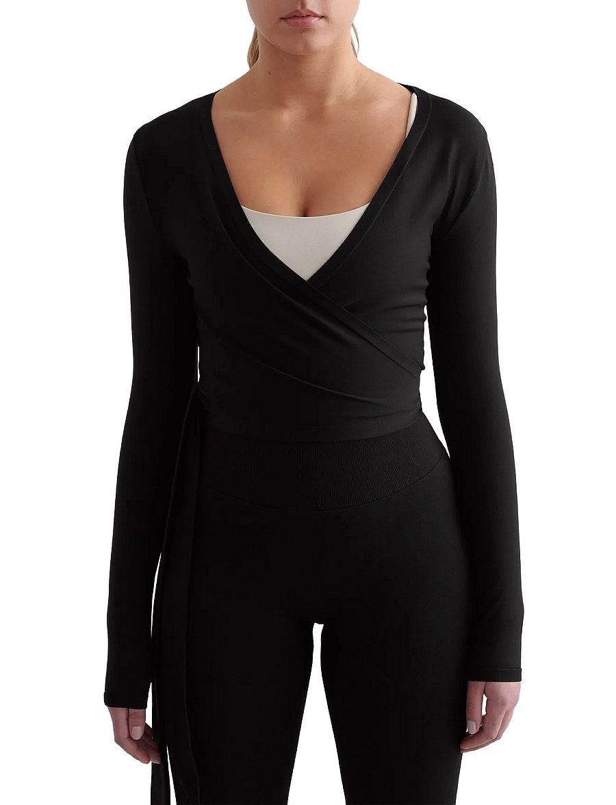 aim´n - Shape Seamless Wrap Long Sleeve - langarmshirts - black - 0