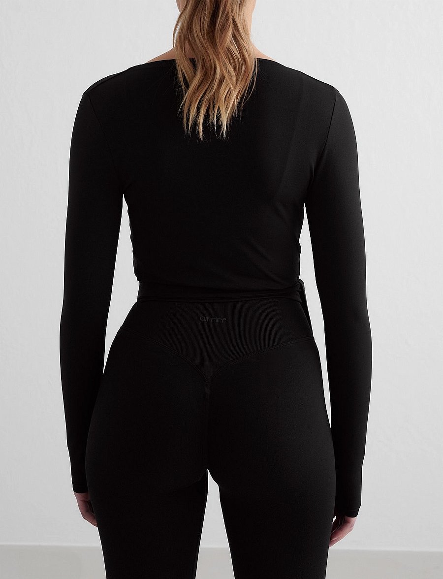 aim´n - Shape Seamless Wrap Long Sleeve - langarmshirts - black - 3