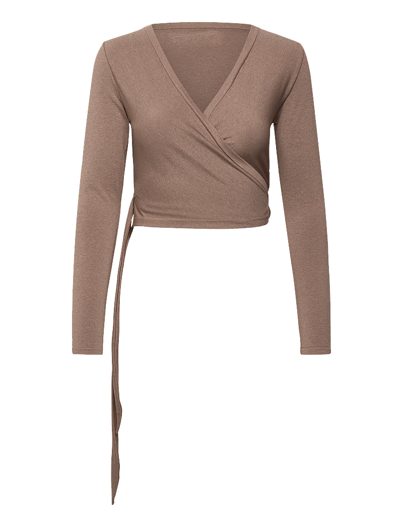 aim´n - Shape Seamless Wrap Long Sleeve - alussärgid ja t-särgid - espresso melange - 1