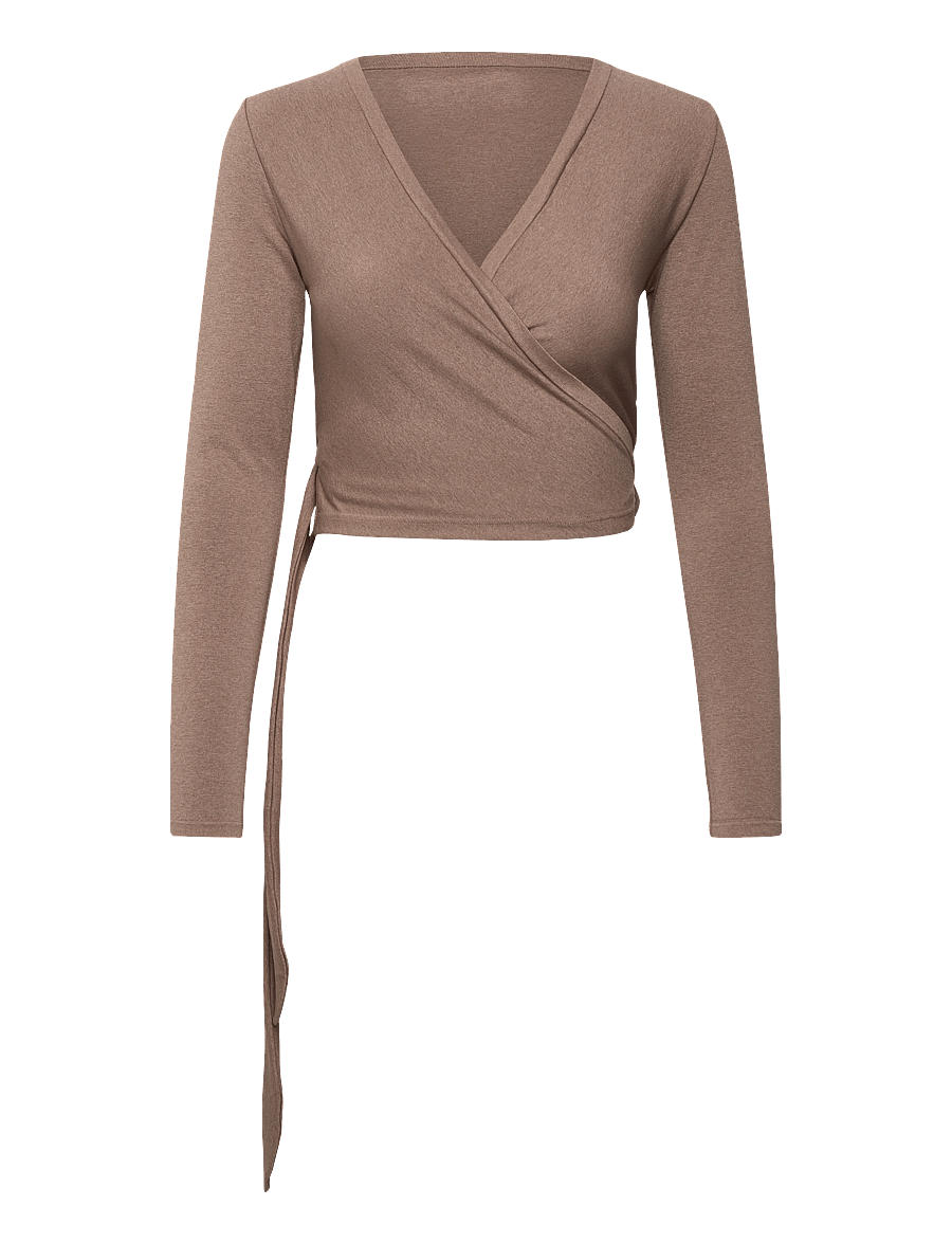aim´n - Shape Seamless Wrap Long Sleeve - langarmshirts - espresso melange - 1