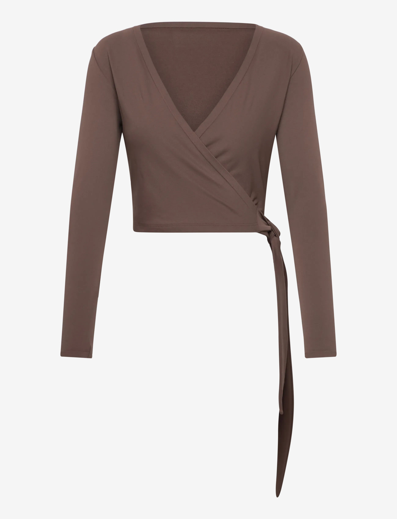 aim´n - Shape Seamless Wrap Long Sleeve - crop tops - macchiato - 0