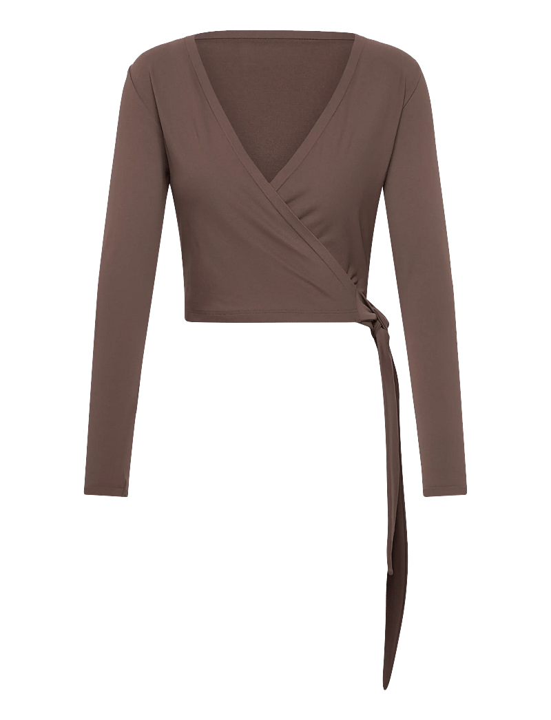 aim´n - Shape Seamless Wrap Long Sleeve - crop tops - macchiato - 1