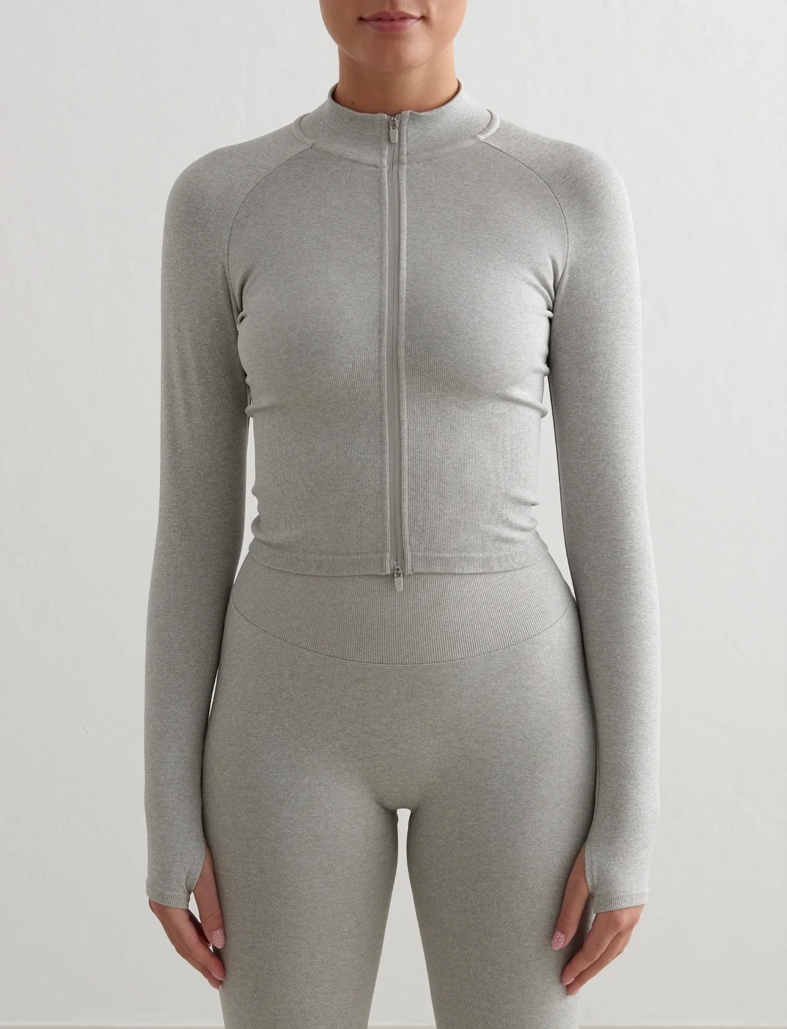 aim´n - Shape Seamless Zip Jacket - Överdelar - grey melange - 0