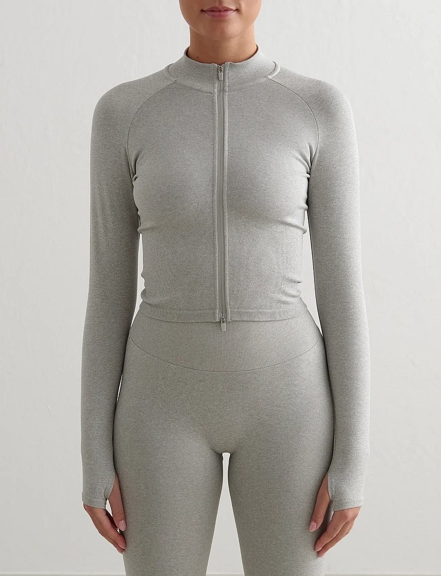 aim´n - Shape Seamless Zip Jacket - Överdelar - grey melange - 0