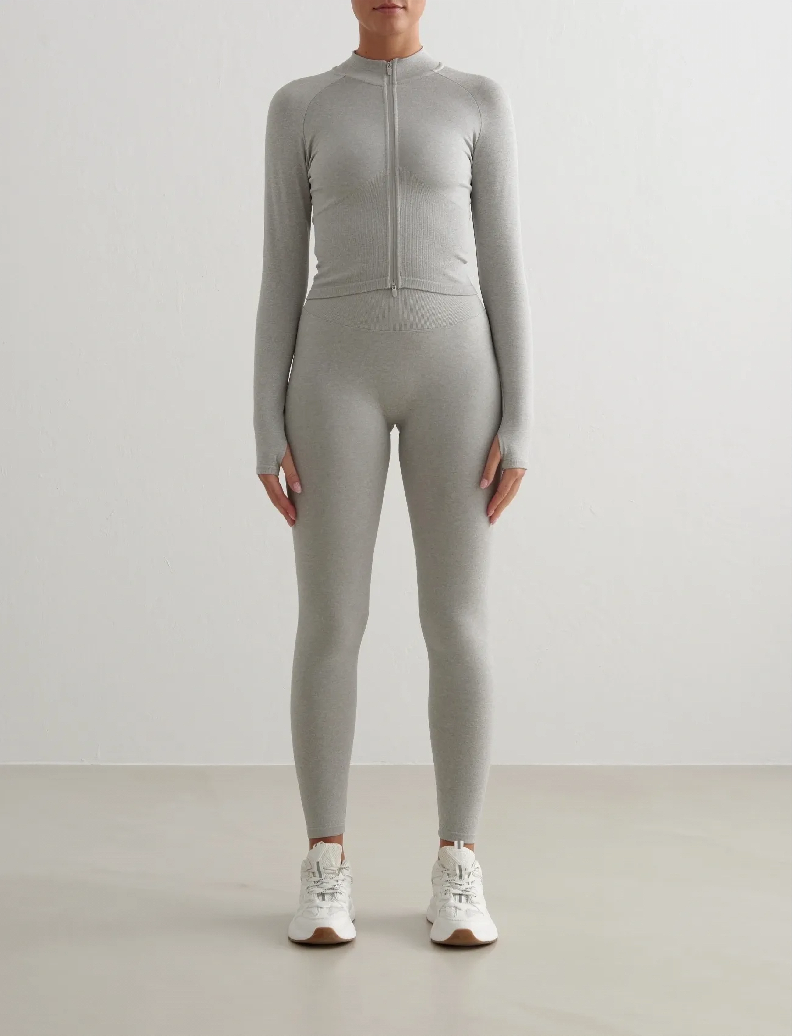 aim´n - Shape Seamless Zip Jacket - Överdelar - grey melange - 4